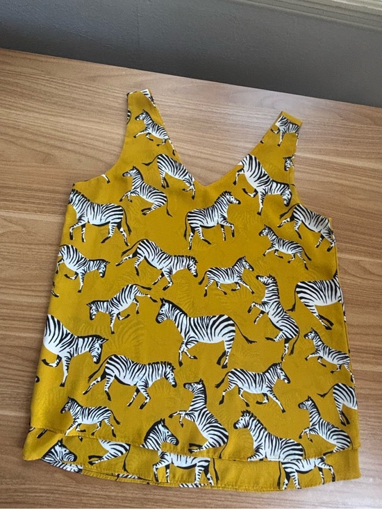 Ann Taylor Tops - Ann Taylor Factory Mustard Yellow Zebra Print Sleeveless Layered Blouse XS
